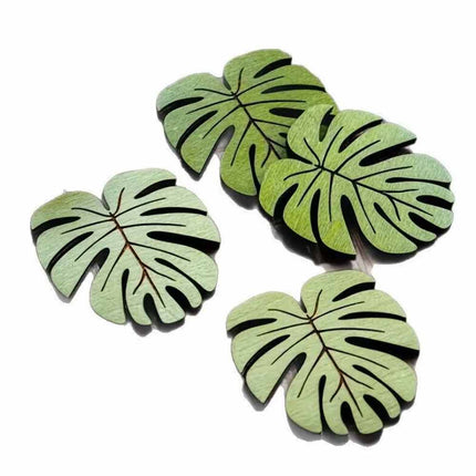 10Pcs Bamboo Leaf Style Wooden Cup Coaster Heat Resistant Non-Slip Coffee Mat