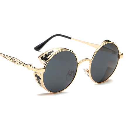 Steampunk Polarized Sunglasses UV400 Retro Round Driving Glasses for Men Women