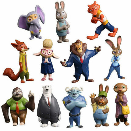 12PCS Zootopia Judy Nick Mr Big Mini PVC Figures Set