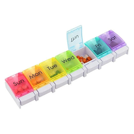 7-Day Pill Sorter Weekly Medicine Storage Box with Push Button