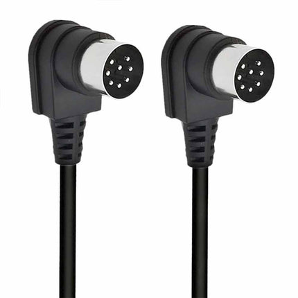 Dual 90° Large 8-Pin DIN Plug to Male Speaker Audio Cable - 1M