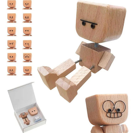 Wooden man car decoration ornament 12 emoticon accessories
