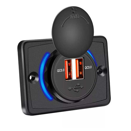 Dual QC3.0 USB Car Fast Charger 3.1A 12/24V Socket Panel for Caravan RV