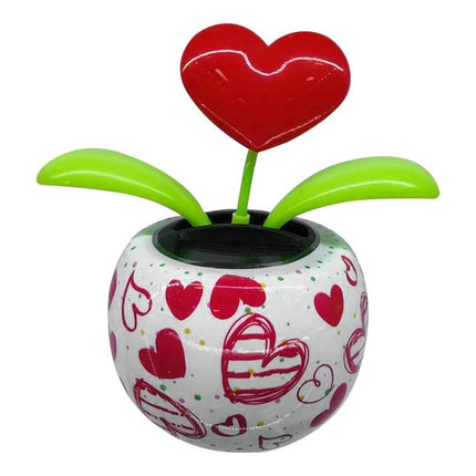 Solar Dancing Flower Figurine, Red Light-Up Car Dashboard Toy