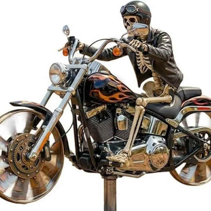 Motorcycle Wind Spinner ā 2D Flat Biker Windmill Stake, Rotating Wheels for Yard Garden