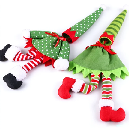 4Pcs Christmas Santa Hat Bottle Topper Wine Cover Xmas Table Decor