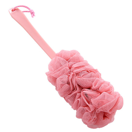 Long Handle Bath Brush with Soft Mesh Sponge & Body Puff
