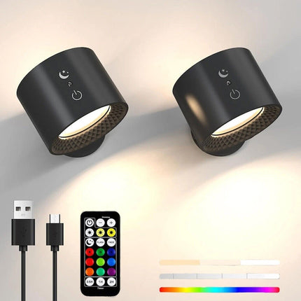 Rechargeable RGB Magnetic LED Wall Sconce Night Lamp with Remote