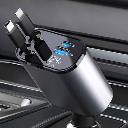 4-in-1 Universal Car Charger with Dual USB-C Ports, Fast Charging for iPhone & All Phones