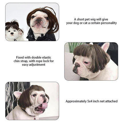 Adjustable Funny Pet Wig for Cats & Dogs Cosplay Headdress Props