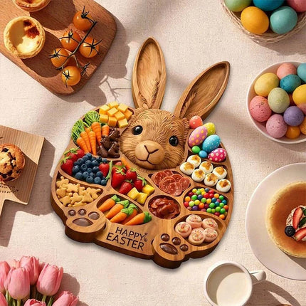 Wooden Cold Dish Platter for Easter – 14"x14" Serving Board, Great Gift, Easy Clean Kitchen Accessory