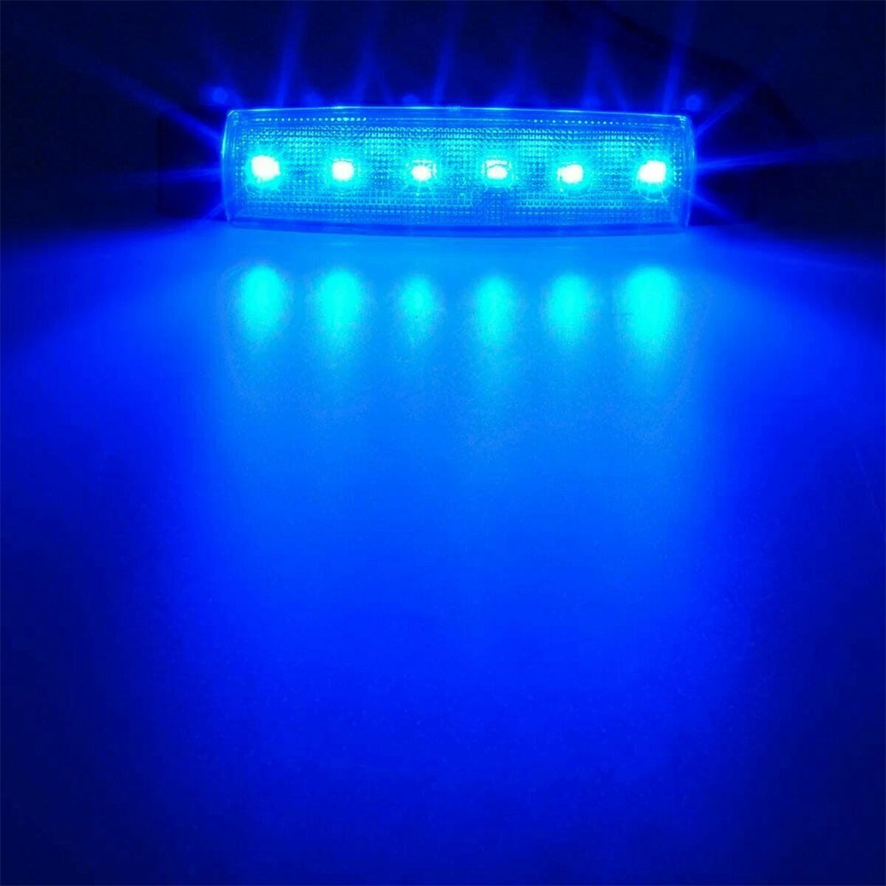 10Pcs Waterproof Blue 6-LED Marine Deck Courtesy Lights for Boat Stern and Transom