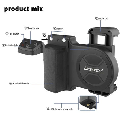 Universal Bluetooth Camera Grip Selfie Shutter Stabilizer for Smartphones