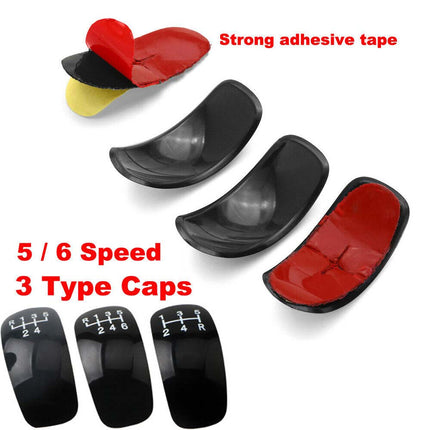 5/6 Speed Manual Car Gear Shift Knob, 3-Piece Black PU Leather Cover Cap Set