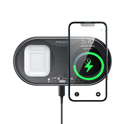 2-in-1 Transparent Fast Wireless Charger for iPhone AirPods & Apple Watch