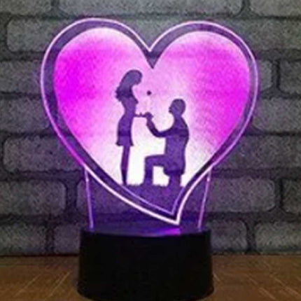 3D Acrylic LED Touch Night Light - 7 Colour Proposal Wedding Gift Lamp