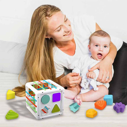 Montessori Sensory Shape Sorter & Stacking Block Playset for Toddlers