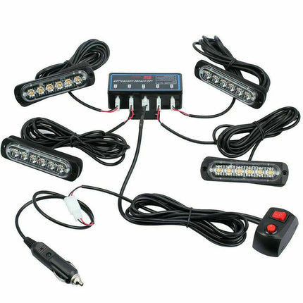 4x6 LED Amber Strobe Light Bar - 12V Flashing Beacon for Vehicle Recovery, Emergency Warning