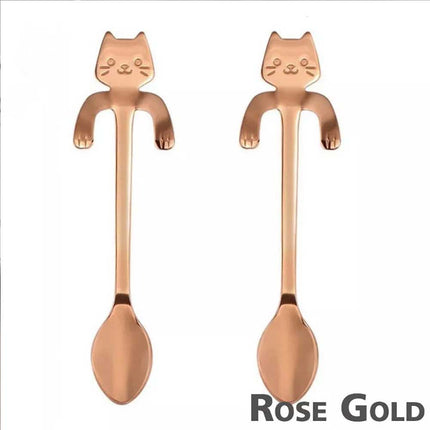 Cute Cat Spoon Stainless Steel Teaspoon for Tea, Ice Cream, Dessert - Cartoon Tableware