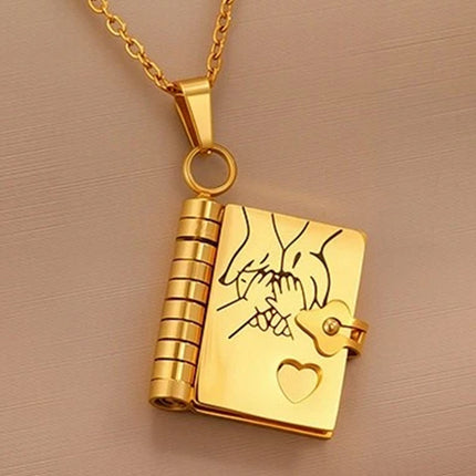 Engravable Openable Book Pendant Necklace for Daughter