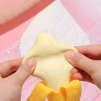 2 Pack Slow Rising Peeled Banana Squishy Toy, Soft Simulation Stress Relief Fidget