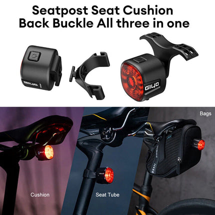 USB Rechargeable Bike Tail Light with Brake Sensor, Super-Bright LED Rear Light for Mountain & Road Cycling