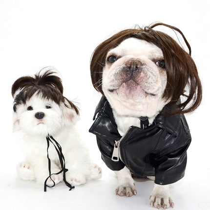 Adjustable Funny Pet Wig for Cats & Dogs Cosplay Headdress Props