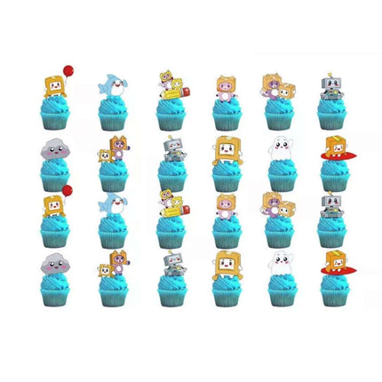 Cartoon Kids Birthday Party Decor Set with Balloons Banner & Cake Toppers
