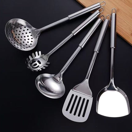 10Pcs Stainless Steel Cookware Set: Utensils & Serving Spoons
