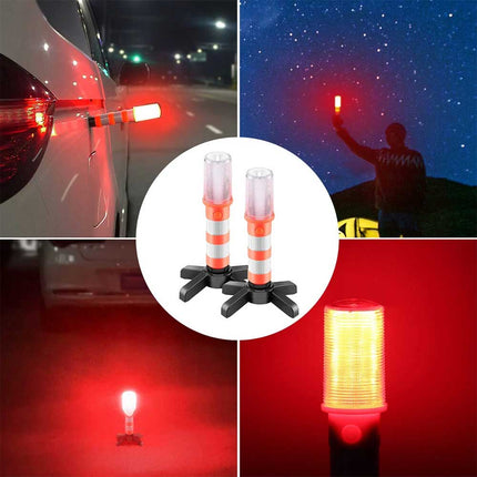 2 Pack LED Road Flares, Magnetic Base Emergency Warning Beacon Strobe Lights for Roadside & Accidents