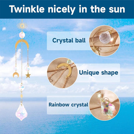 6PCS Lotus Crystal Suncatcher Prism Window Hanging for Witchy Decor