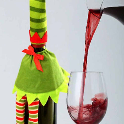 4Pcs Christmas Santa Hat Bottle Topper Wine Cover Xmas Table Decor