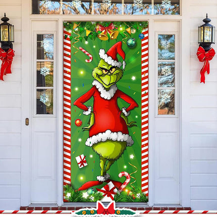 Grinch Christmas Porch Sign Door Banner Holiday Decoration