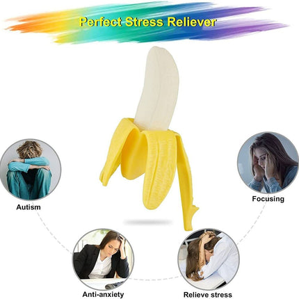 2 Pack Slow Rising Peeled Banana Squishy Toy, Soft Simulation Stress Relief Fidget