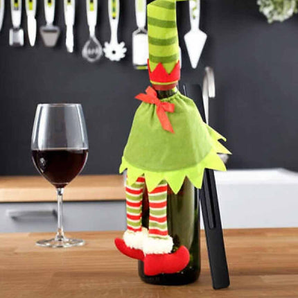 4Pcs Christmas Santa Hat Bottle Topper Wine Cover Xmas Table Decor