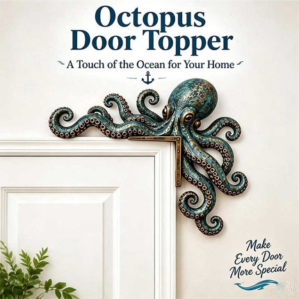 1Pair Cute Octopus Wooden Door Frame Statue Home Decor Sea Monster