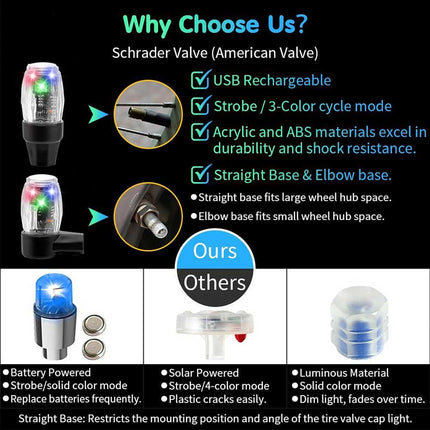 4-Pack LED Tire Valve Stem Lights - Strobe & Flash Wheel Lights for Cars, Trucks, Motorcycles