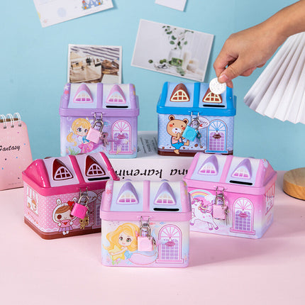 Boys Girls House Shape Metal Coin Bank for Kids Saving Money Unicorn