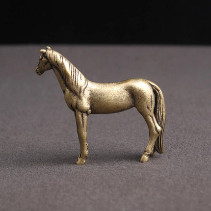 Solid Brass Horse Steed Statue Year of Horse Figurine Tea Pet Home Decor