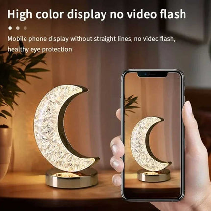 Moon LED Crystal Table Lamp USB Rechargeable Touch Dimmable Night Light