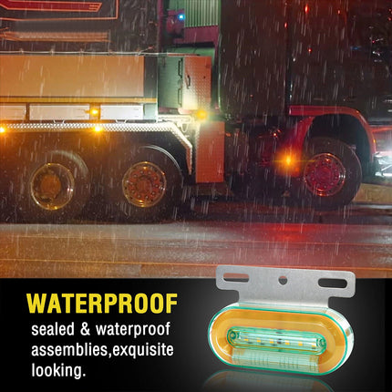 4X 24V Dynamic Yellow LED Side Marker Lights for Trucks, Trailers, Lorries, Vans, and Buses