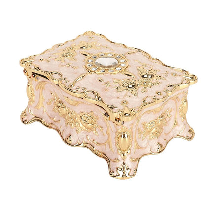 Vintage Alloy Trinket Box Ring Necklace Storage Organizer Jewelry Case Gift