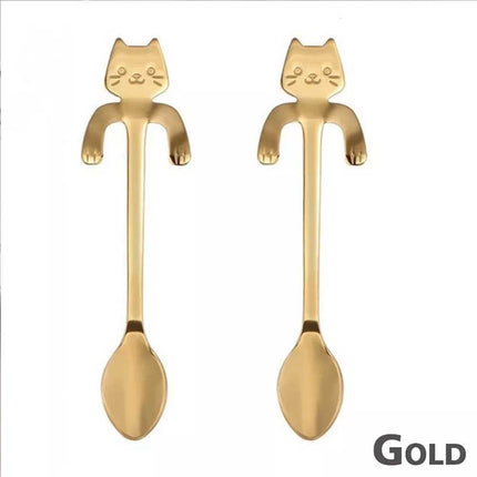 Cute Cat Spoon Stainless Steel Teaspoon for Tea, Ice Cream, Dessert - Cartoon Tableware