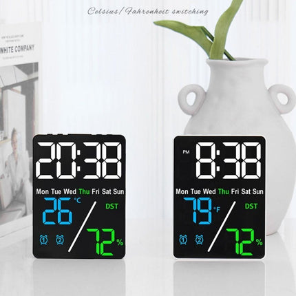 3 Color LED Digital Wall Clock – Time, Temperature & Humidity Display