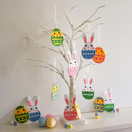 24 Pcs Hanging Felt Easter Eggs Set – Chicks & Bunny Home Decor