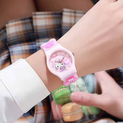 Cartoon Little Girls Watch Kids Cute Kitty Analog Quartz Timepiece