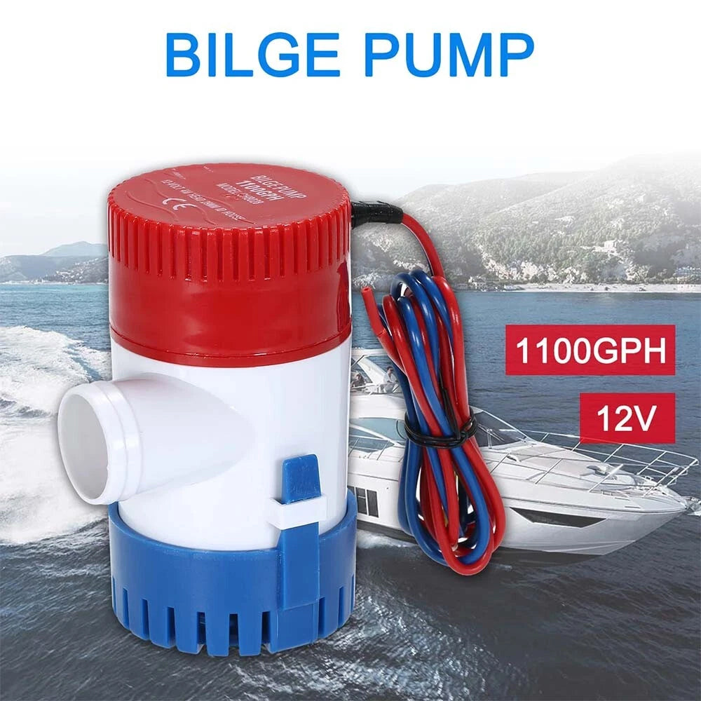 1100GPH 12V Automatic Bilge Pump - Submersible Marine Boat Water Pump for Yacht, Bass Boat, Sailboat