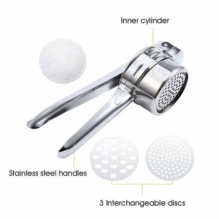 Manual Stainless Steel Juicer & Vegetable Press for Potato, Lemon, Garlic