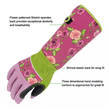 Women’s Thorn Proof Leather Gauntlet Gloves - Long Sleeve Garden