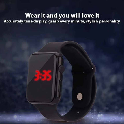 LED Digital Screen Sport Watch Men Women Unisex Kids Black